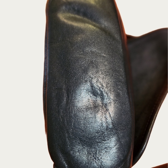 GANSON True Navy Blue Classic Flap Leather Shoulder BAG EUC - Picture 5 of 12